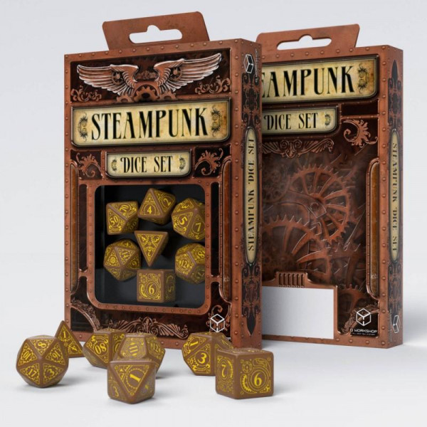 Steampunk Brown & yellow Dice Set (7)