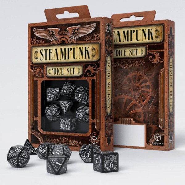 Steampunk Black & white Dice Set (7)