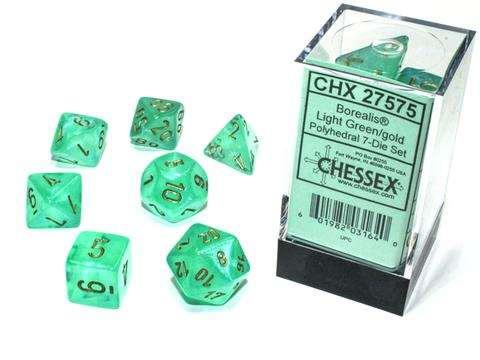 Borealis Polyhedral Light Green/gold Luminary 7-Die Set Borealis Polyhedral Light Green/gold Luminary 7-Die Set