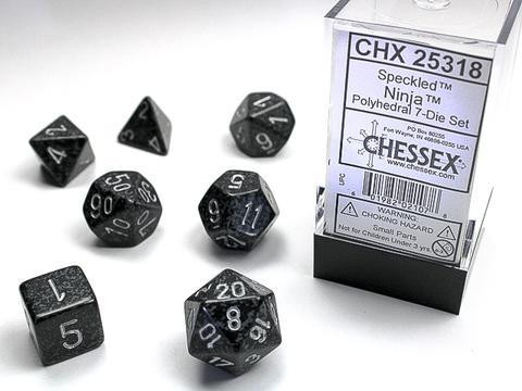 Speckled Polyhedral 7-Dice Set Ninja