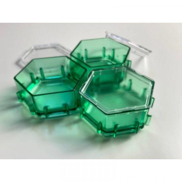 Honeycombs Ressourcenschalen Crystal Clear inkl. Deckel Grün 3er-Set