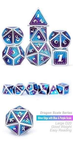 Metal & Enamel Dice Set (7) Dragonfly