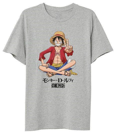 One Piece T-Shirt Ruffy Sitting Größe XL