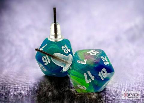 Stud Earrings/Ohrstecker Festive Waterlily Mini-Poly d20 Pair
