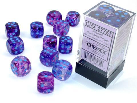 Nebula TM 16mm d6 Nocturnal/blue Luminary Dice Block (12 dice)