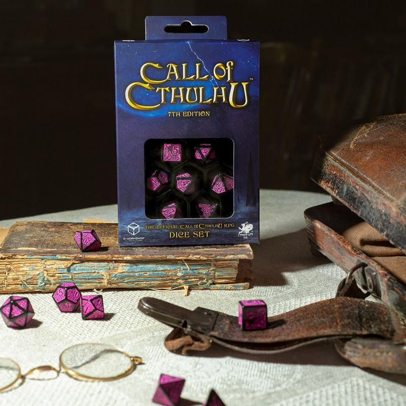 Call of Cthulhu 7th Edition Black & magenta Dice Set Call of Cthulhu 7th Edition Black & magenta Dice Set