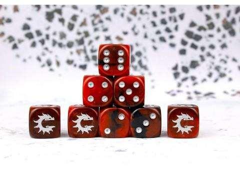Conquest Logo on Red and Black Dice "First Blood" Conquest Logo on Red and Black Dice "First Blood"