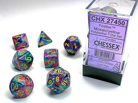 Festive Mosaic/yellow Signature Polyhedral 7-Die Sets
