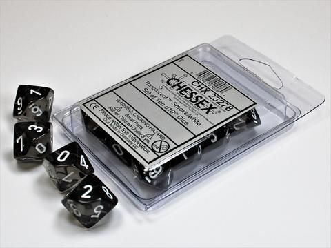 Translucent Smoke/white Set of Ten d10s