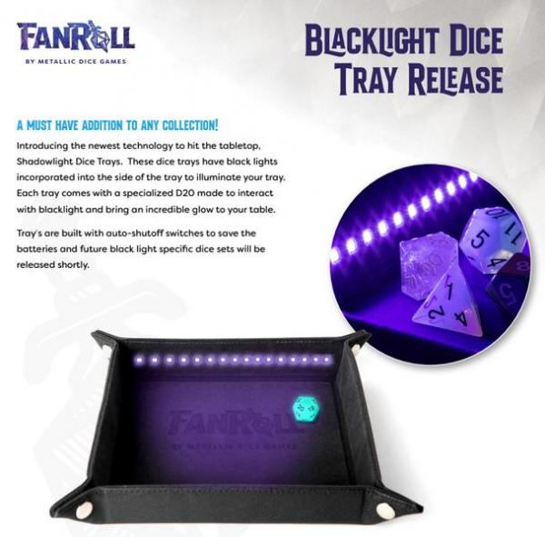 Blacklight Dice Tray with D20 Black Reprint