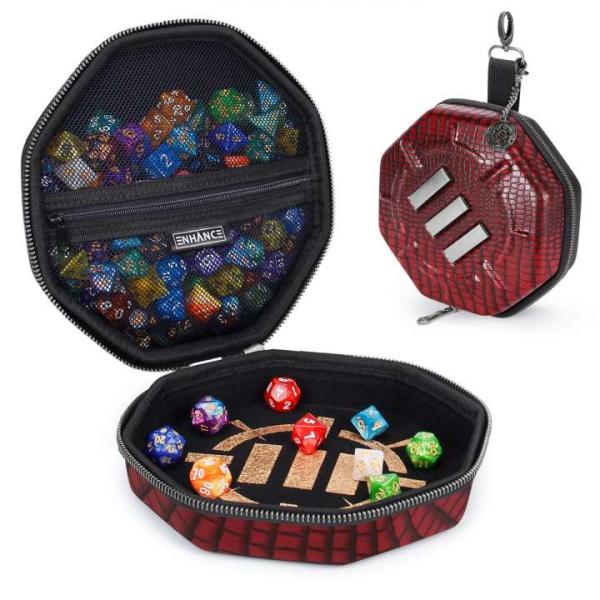 ENHANCE DnD Dice Tray and Dice Case - Dragon Red