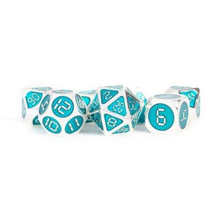 Digital Enamel Metal Dice Set, 16mm: Silver with Teal Enamel Digital Enamel Metal Dice Set, 16mm: Silver with Teal Enamel