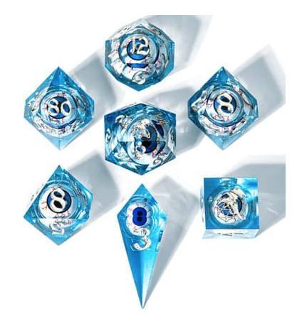 Always Watching Blue Rolling Eyeballs Sharp Edged Dice Set