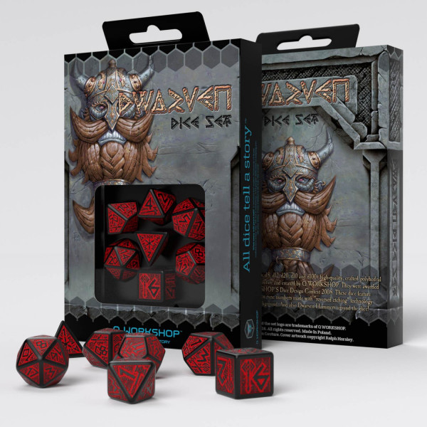 Dwarven Black & red Dice Set (7)