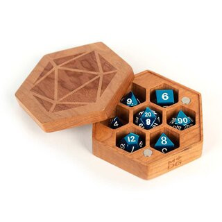 Premium Wood Hex Chest Dice Case: Cherry