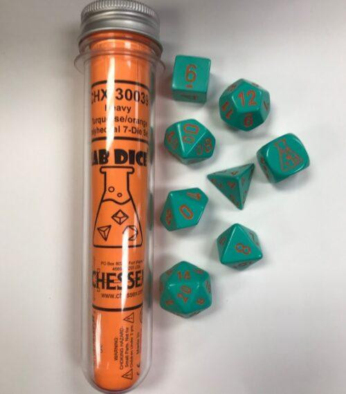 Heavy Dice Polyhedral Turquoise/orange 7-Die Sets